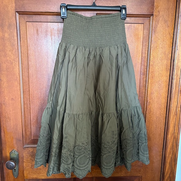 Jason Wu Dresses & Skirts - •Jason Wu• olive green embroidered eyelet midi skirt